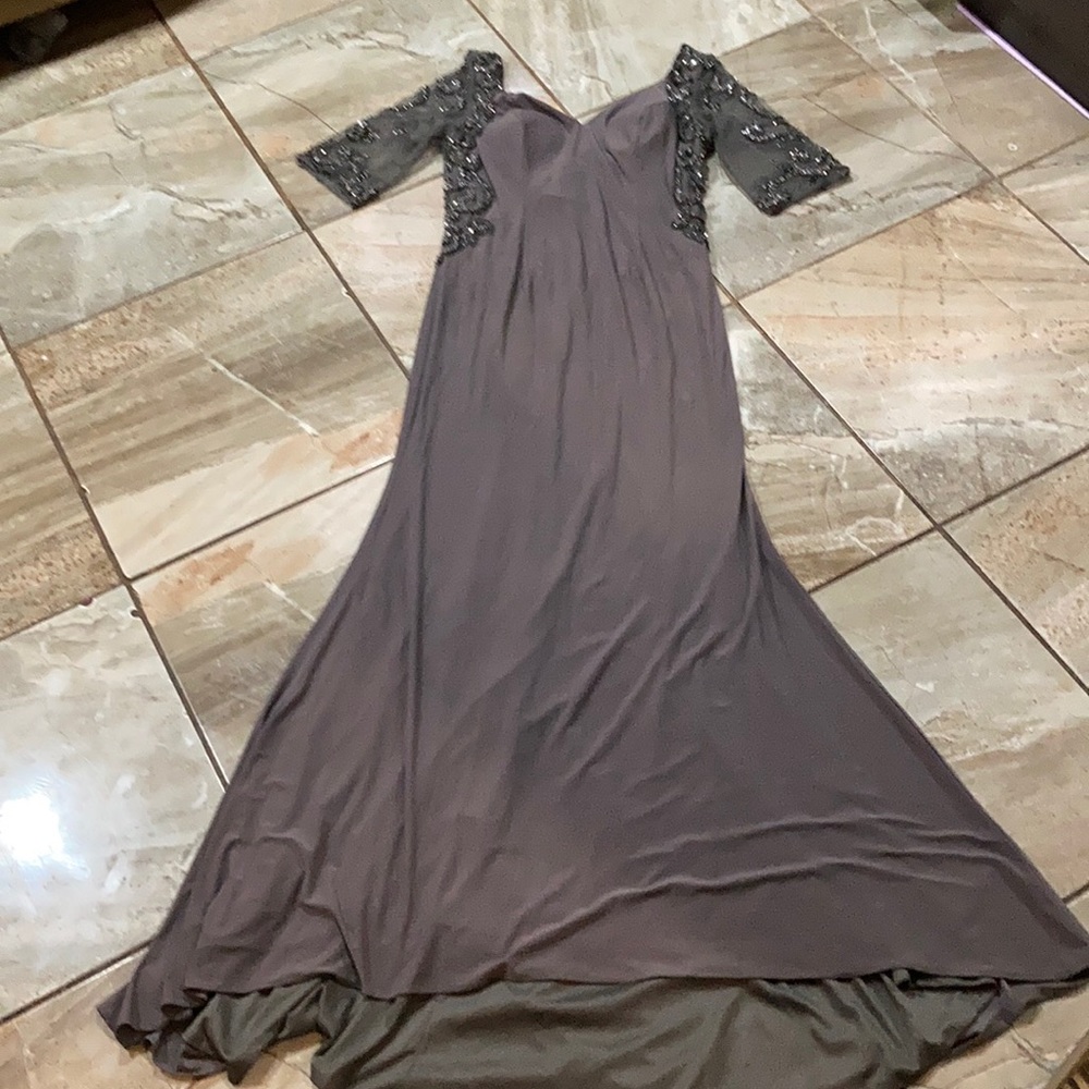 Grey dress beautifully detailed long
